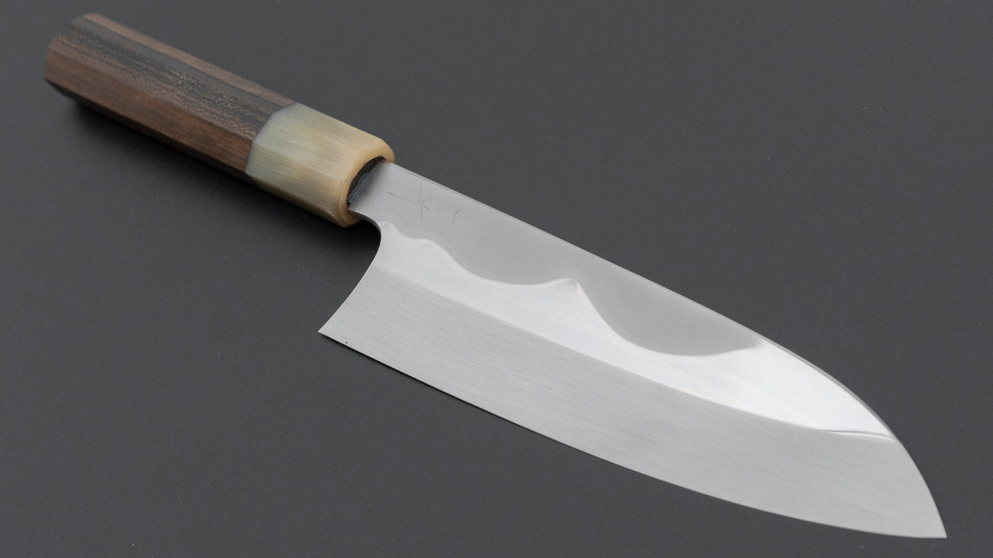 Hitohira Togashi White #1 Notaremon Mizu Honyaki Santoku 180mm Ziricote Handle (#153/ Saya)