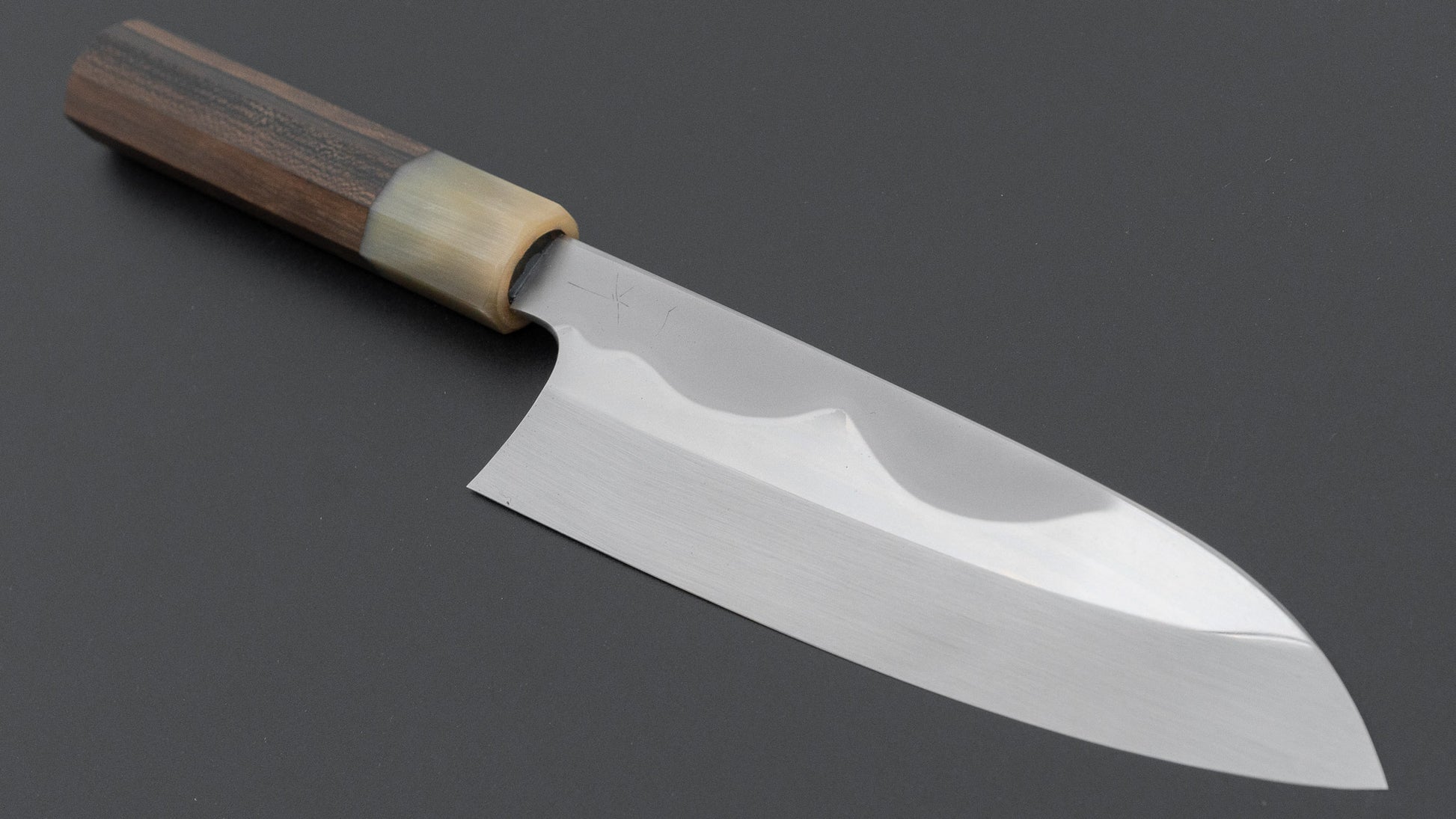 Hitohira Togashi White #1 Notaremon Mizu Honyaki Santoku 180mm Ziricote Handle (#153/ Saya)