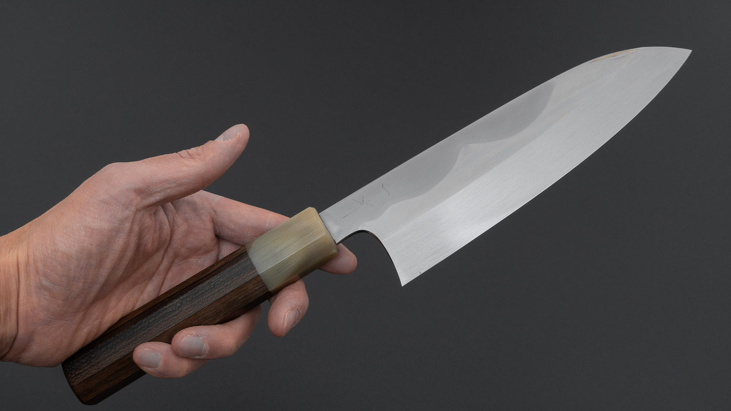 Hitohira Togashi White #1 Notaremon Mizu Honyaki Santoku 180mm Ziricote Handle (#153/ Saya)