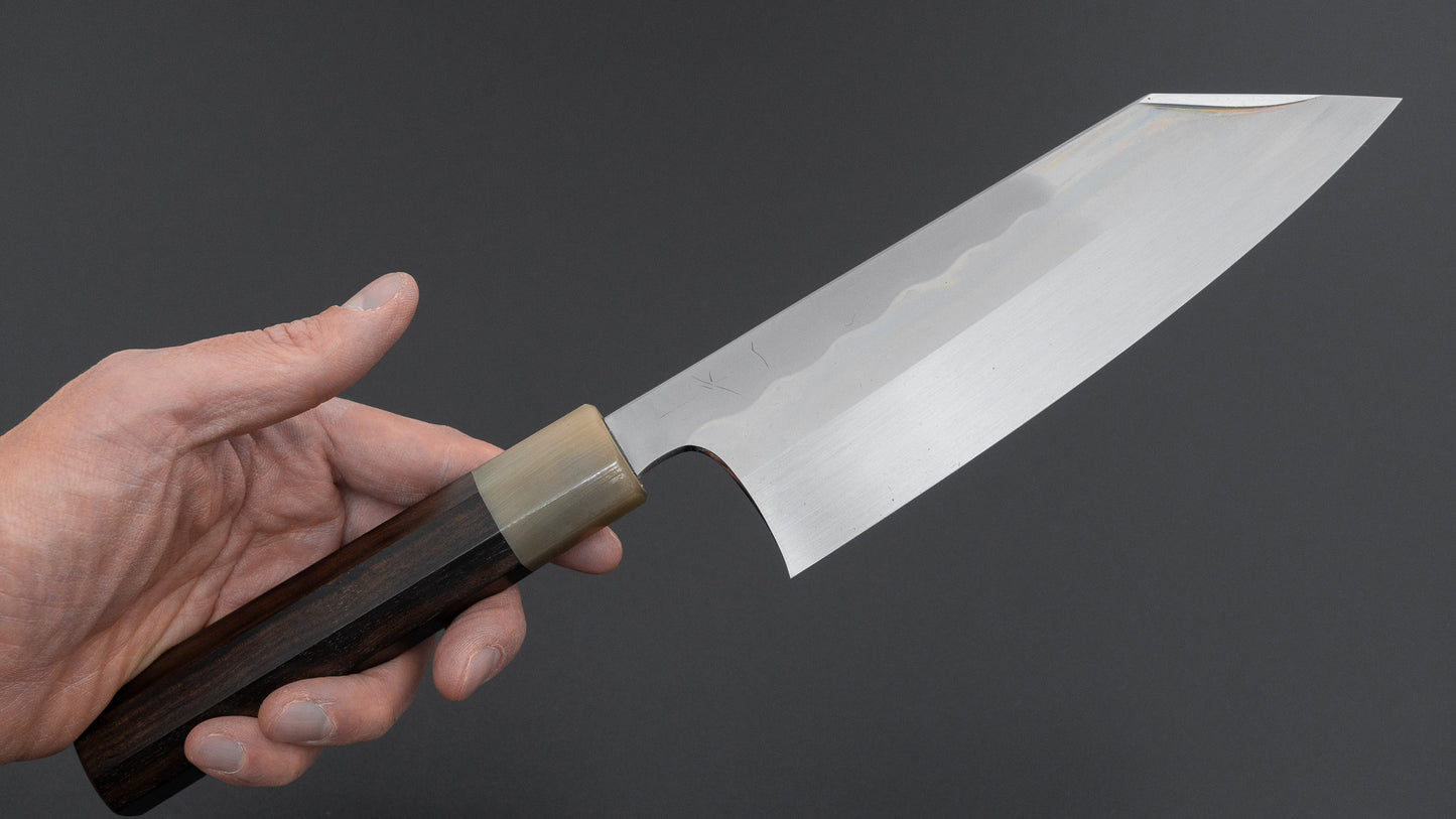 Hitohira Togashi White #1 Notaremon Mizu Honyaki Bunka 180mm Taihei Makassar Ebony Handle (#154/ Saya)