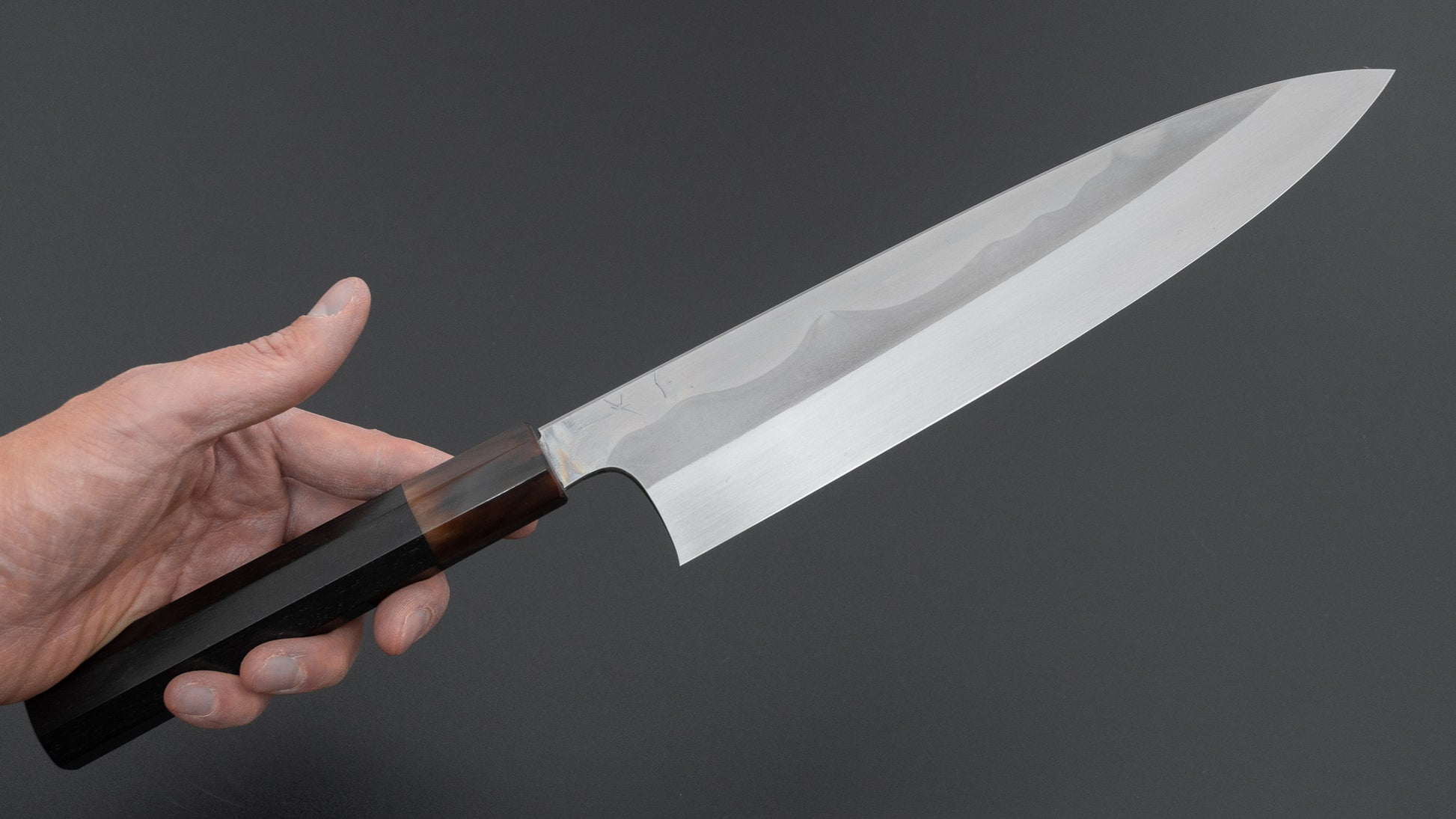 Hitohira Togashi White #1 Fuji Mizu Honyaki Gyuto 240mm Taihei Ebony Handle (#155/ Saya)