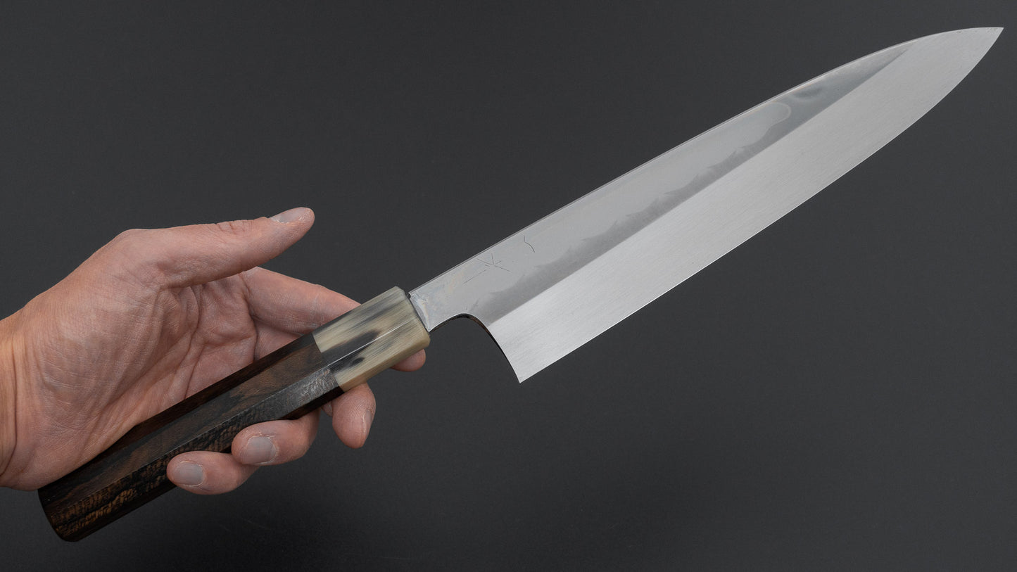 Hitohira Togashi White #1 Notaremon Mizu Honyaki Gyuto 240mm Ziricote Handle (#156/ Saya)