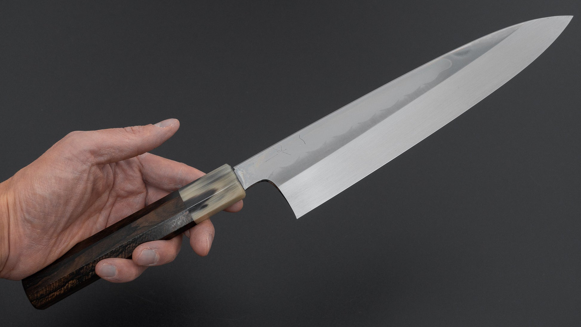 Hitohira Togashi White #1 Notaremon Mizu Honyaki Gyuto 240mm Ziricote Handle (#156/ Saya)