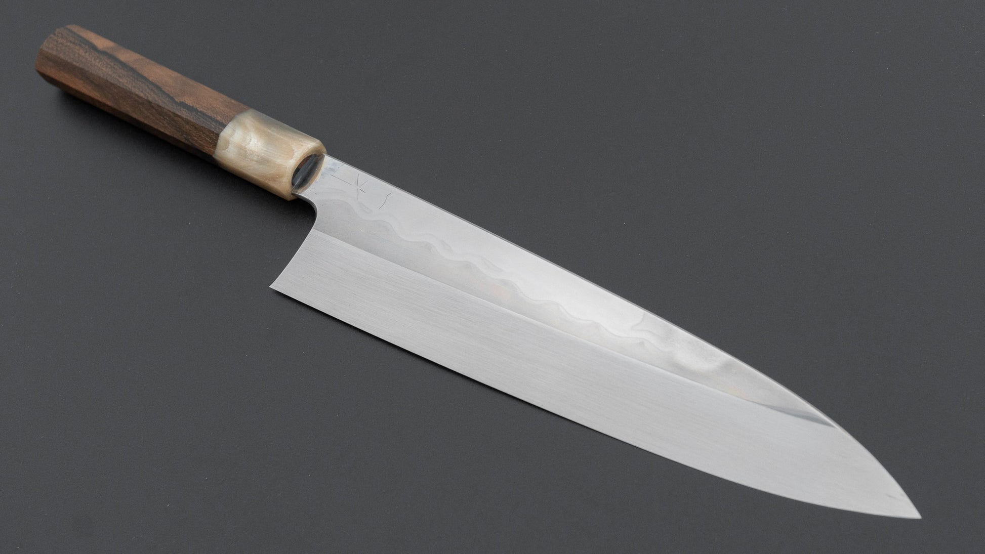 Hitohira Togashi White #1 Notaremon Mizu Honyaki Gyuto 240mm Ziricote Handle (#157/ Saya)