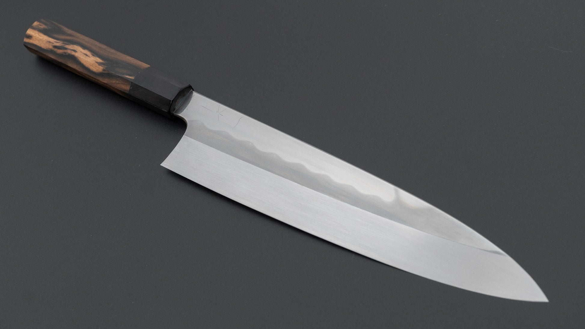 Hitohira Togashi White #1 Notaremon Mizu Honyaki Gyuto 240mm Kurokaki Persimmon Handle (#158/ Saya)