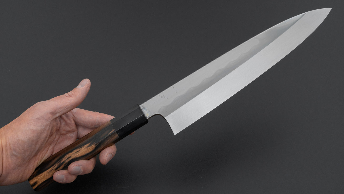 Hitohira Togashi White #1 Notaremon Mizu Honyaki Gyuto 240mm Kurokaki Persimmon Handle (#158/ Saya)