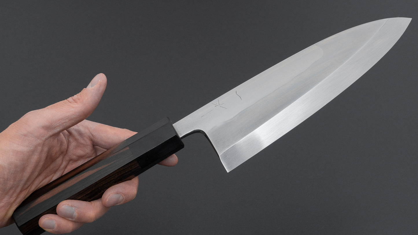 Hitohira Togashi White #1 Notaremon Mizu Honyaki Deba 180mm Taihei Makassar Ebony Handle (#159/ Saya)