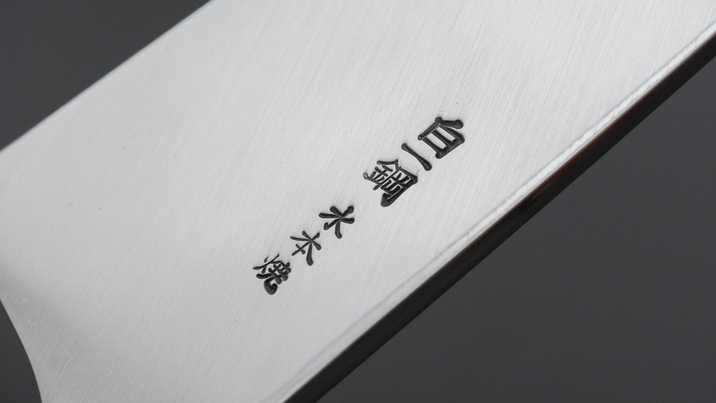 Hitohira Togashi White #1 Notaremon Mizu Honyaki Deba 180mm Taihei Makassar Ebony Handle (#159/ Saya)