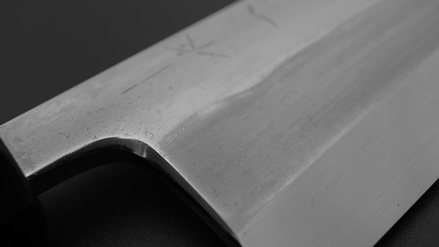 Hitohira Togashi White #1 Notaremon Mizu Honyaki Deba 180mm Taihei Makassar Ebony Handle (#159/ Saya)