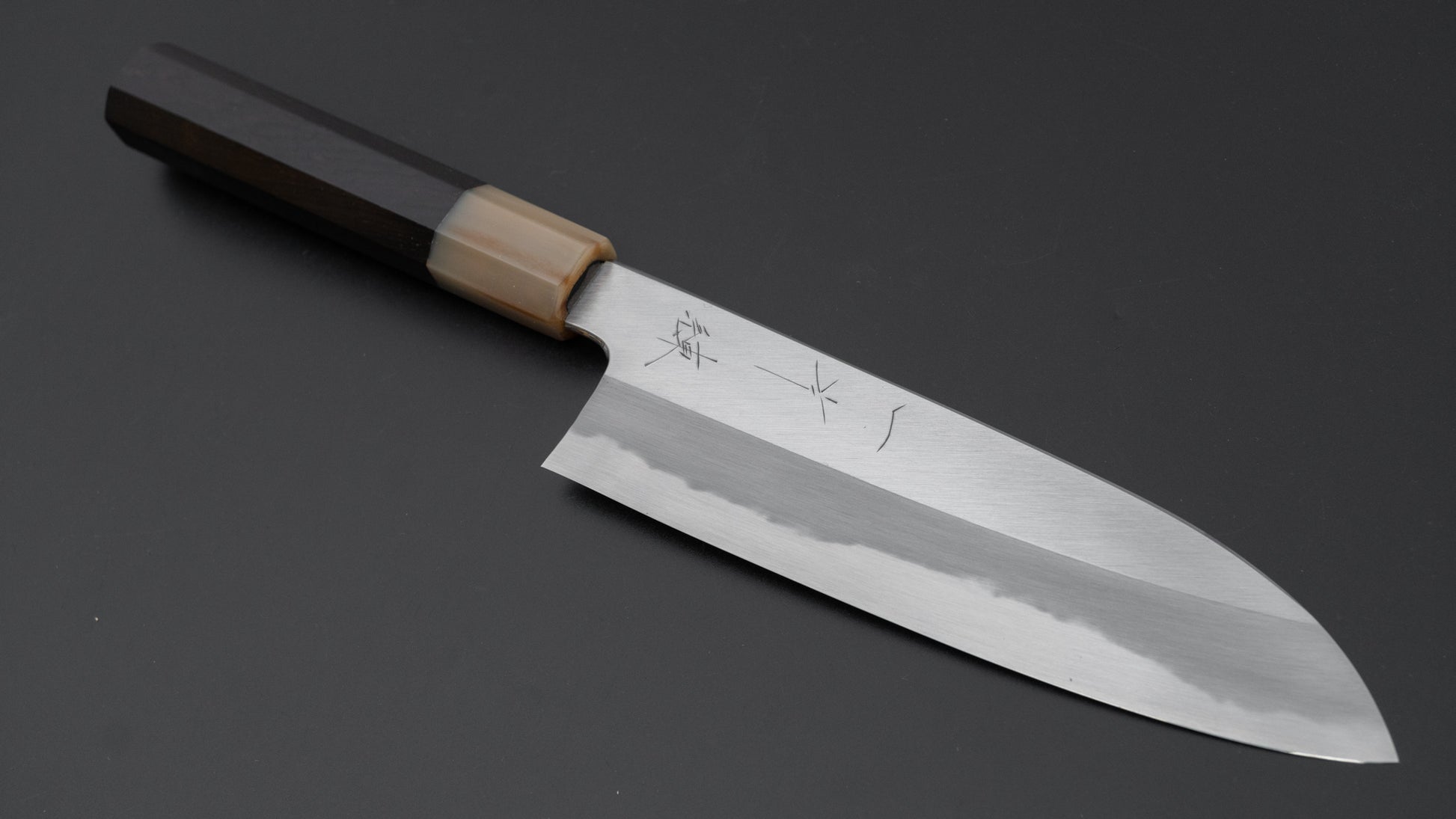 Hitohira Kikuchiyo Ren Blue #2 Santoku 180mm Ebony Handle