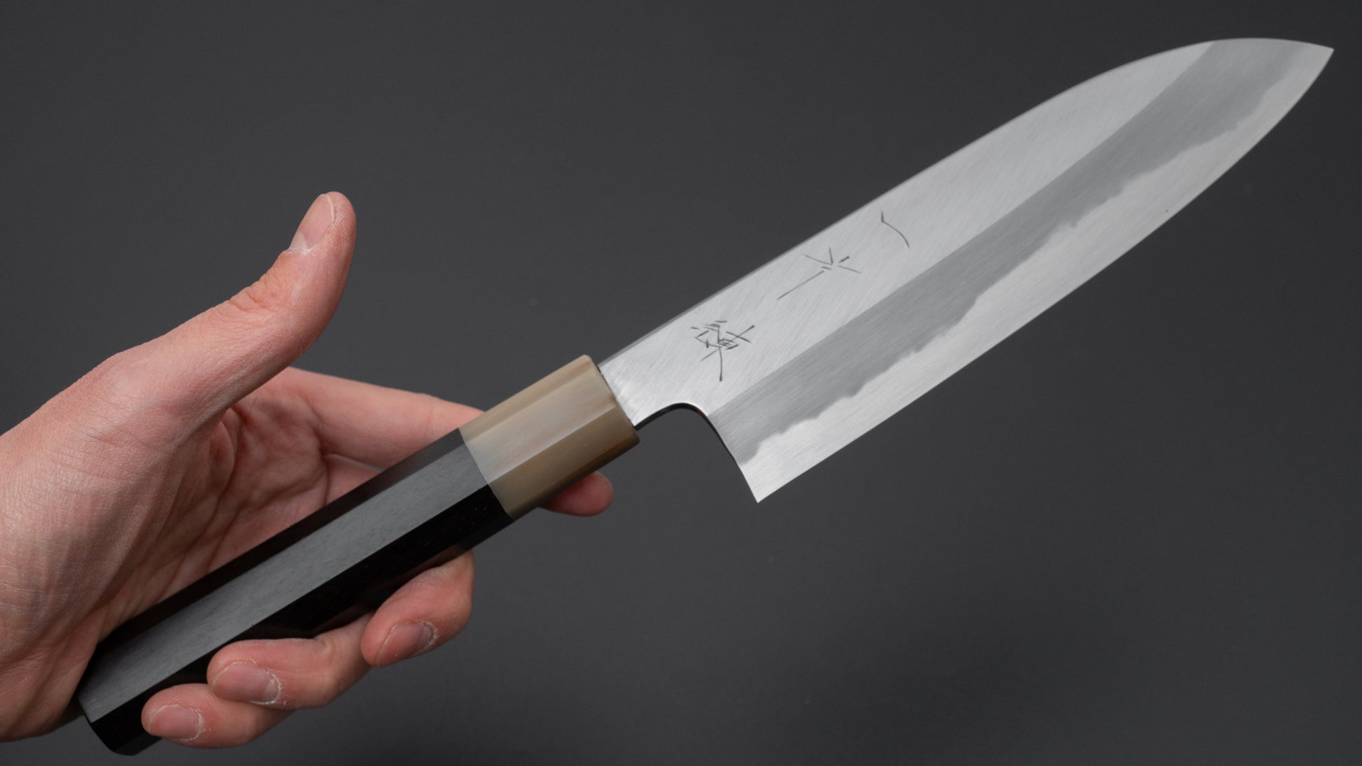 Hitohira Kikuchiyo Ren Blue #2 Santoku 180mm Ebony Handle