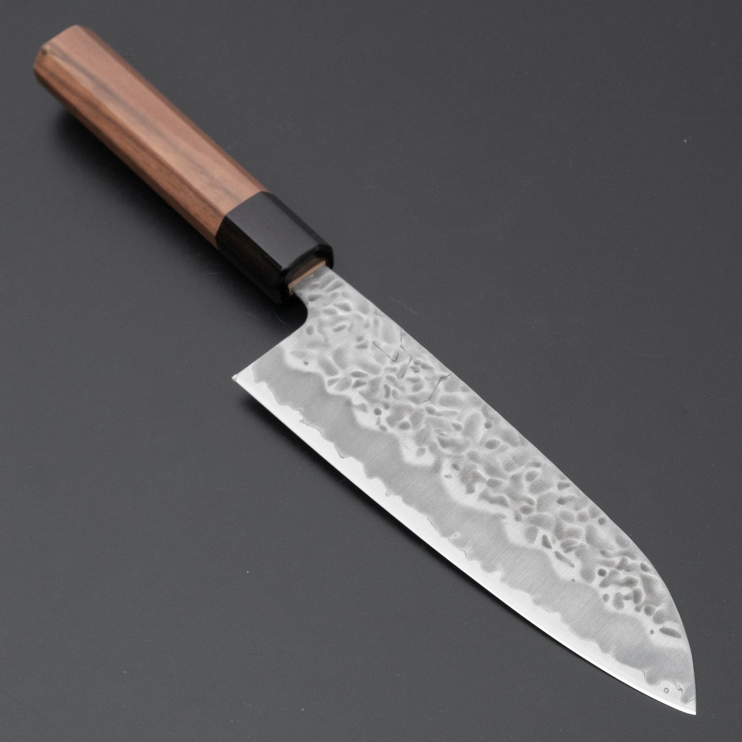 Hitohira Futana White #1 Migaki Tsuchime Santoku 170mm Walnut Handle