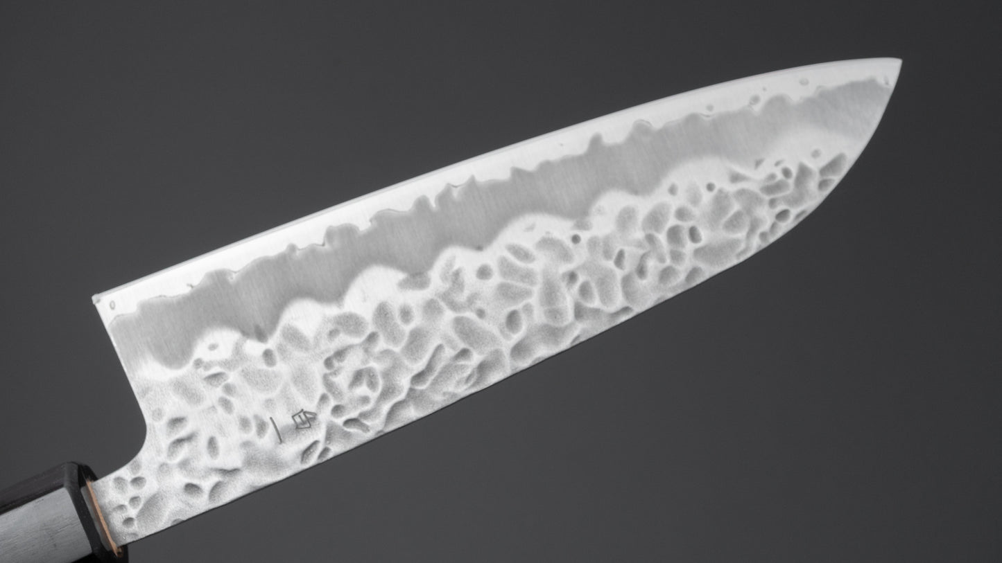 Hitohira Futana White #1 Migaki Tsuchime Santoku 170mm Walnut Handle