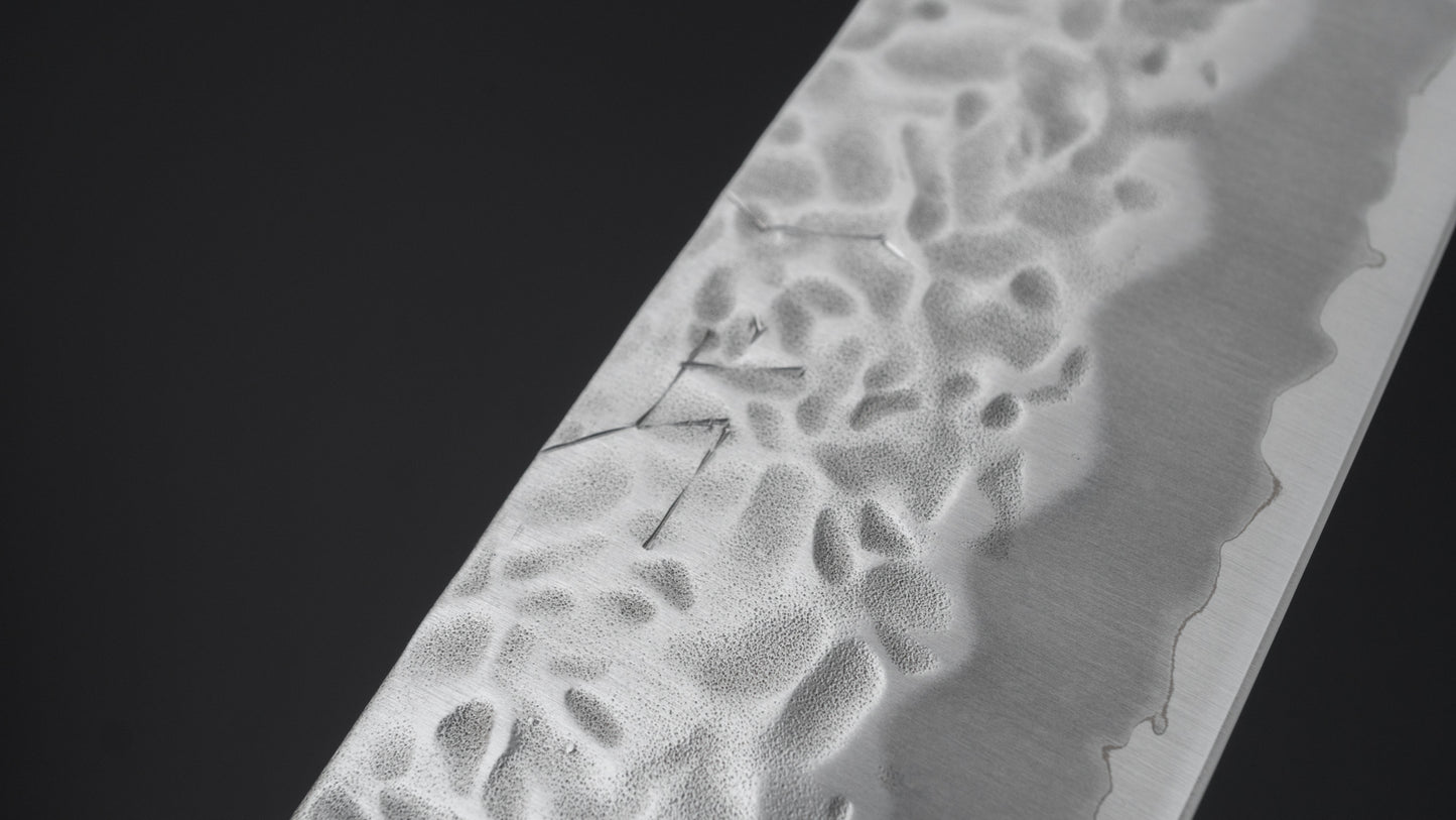 Hitohira Futana White #1 Migaki Tsuchime Santoku 170mm Walnut Handle