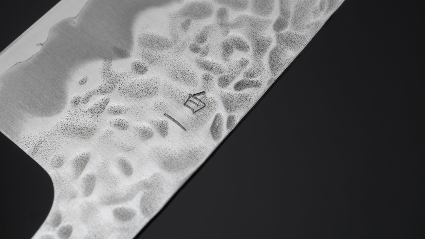 Hitohira Futana White #1 Migaki Tsuchime Santoku 170mm Walnut Handle