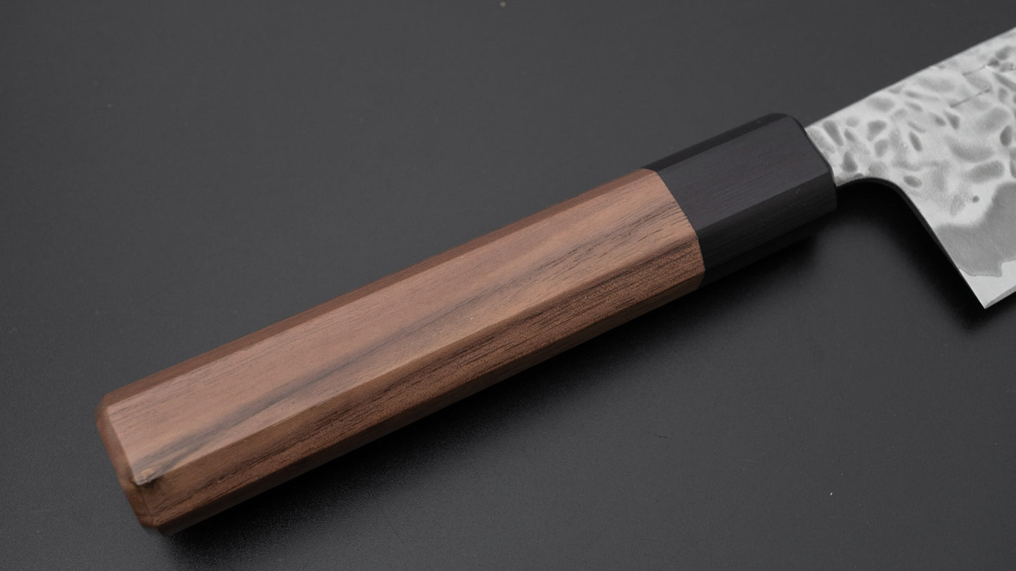 Hitohira Futana White #1 Migaki Tsuchime Santoku 170mm Walnut Handle
