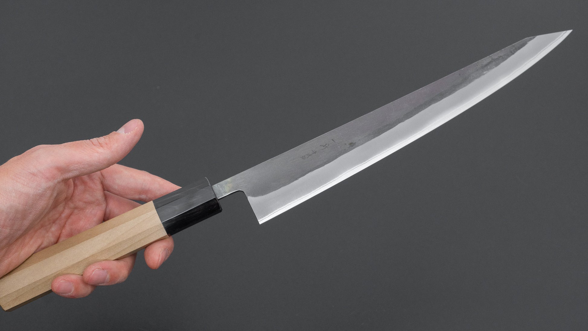 Hitohira TD Blue #2 Stainless Clad Kurouchi Sujihiki 240mm Ho Wood Handle