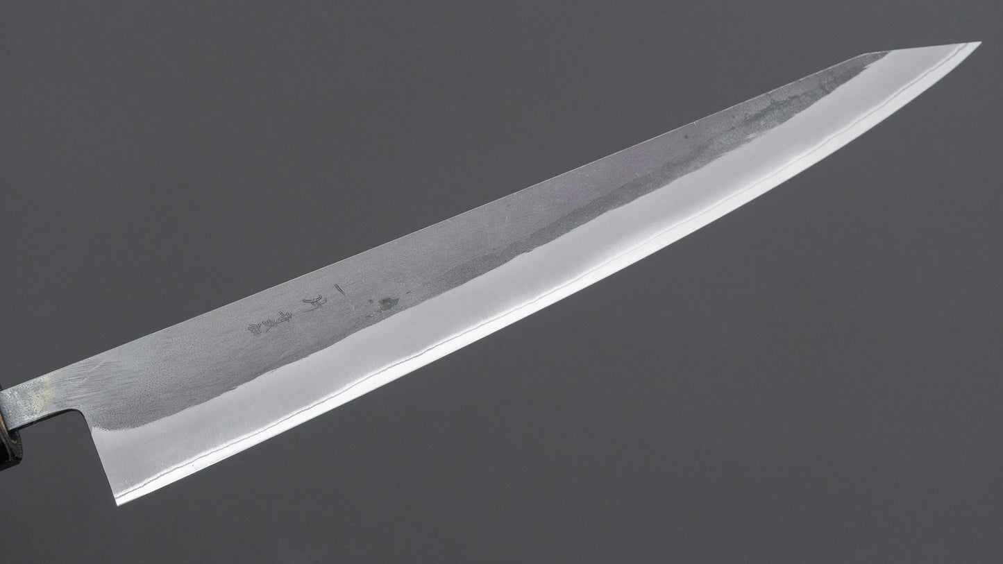 Hitohira TD Blue #2 Stainless Clad Kurouchi Sujihiki 240mm Ho Wood Handle