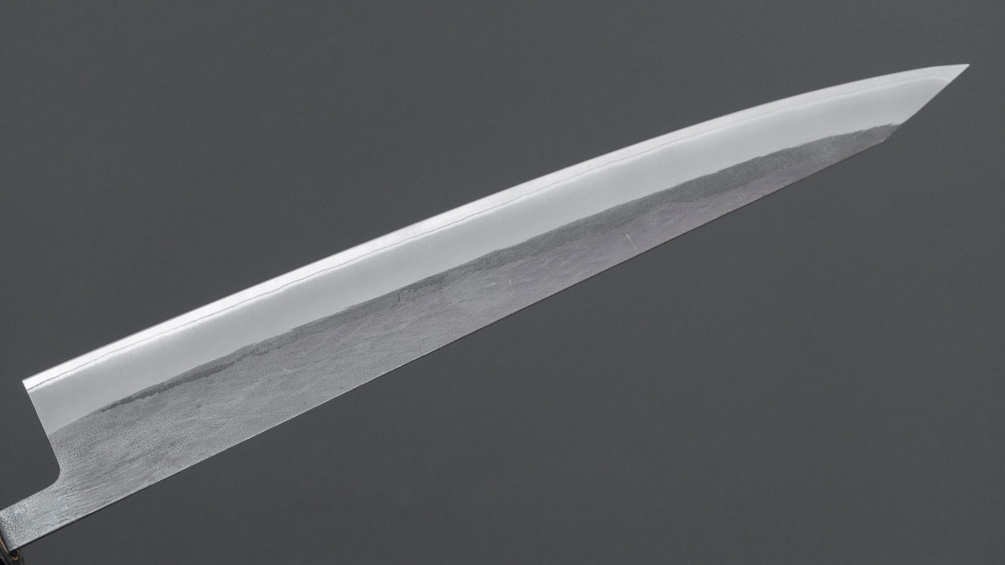 Hitohira TD Blue #2 Stainless Clad Kurouchi Sujihiki 240mm Ho Wood Handle