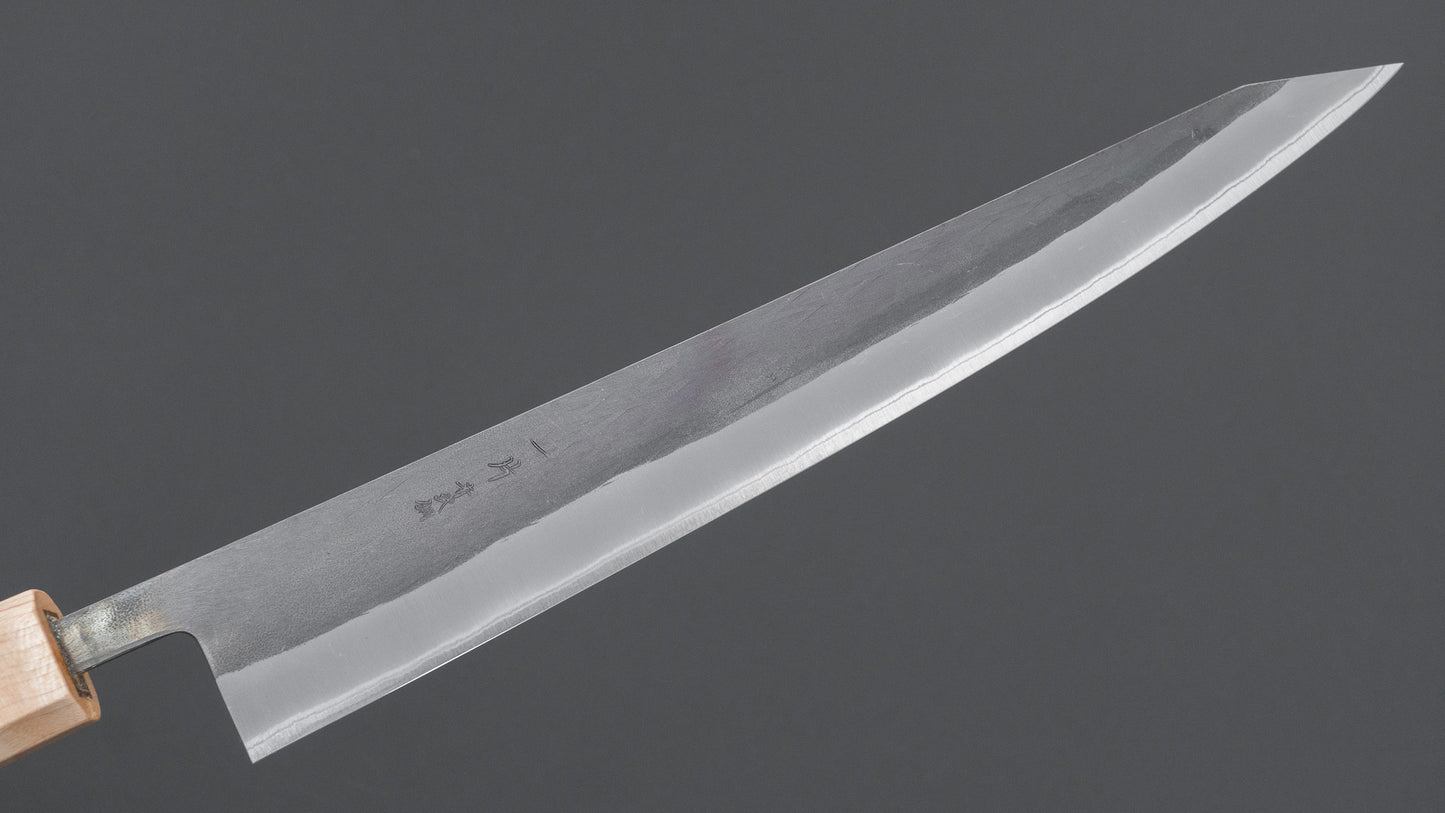 Hitohira TD Blue #2 Stainless Clad Kurouchi Sujihiki 240mm Walnut Handle