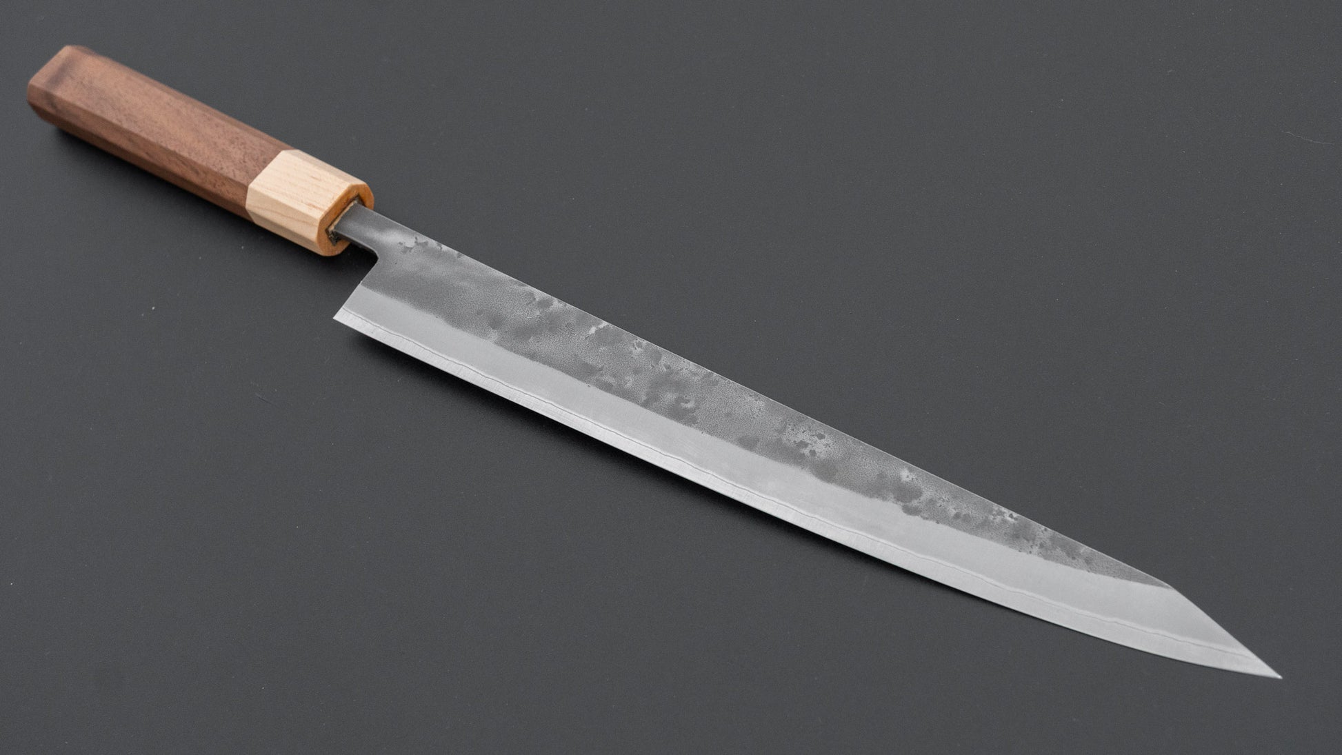 Hitohira TD Blue #2 Stainless Clad Nashiji Sujihiki 270mm Walnut Handle