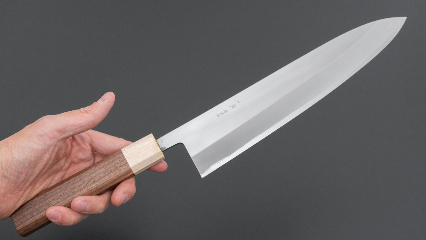 Hitohira TD Blue #2 Stainless Clad Migaki Gyuto 240mm Walnut Handle