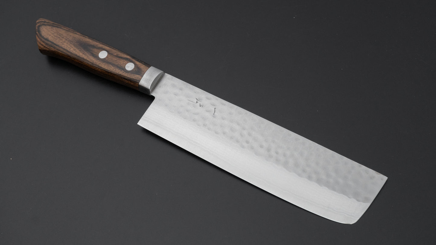 Hitohira NM V10 Tsuchime Damascus Nakiri 165mm Imitation Mahogany Handle