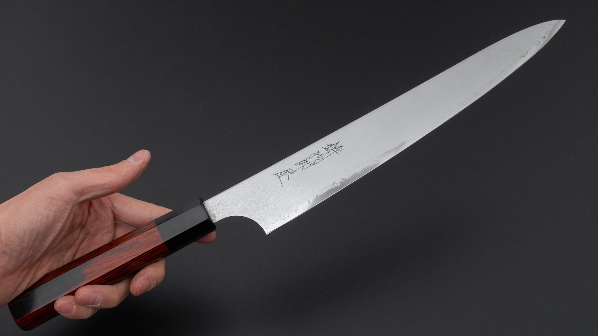 Hitohira Imojiya TH Damascus Sujihiki 270mm Pakka Handle (Red)