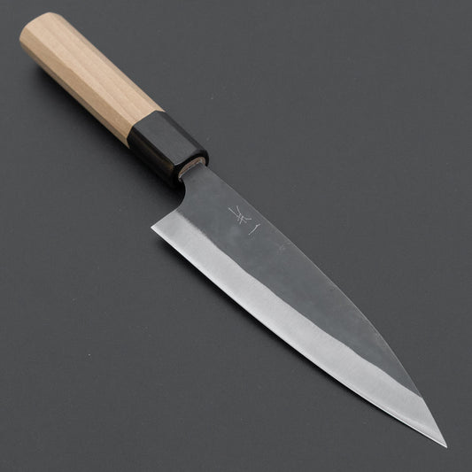 Hitohira Hizen Kurouchi Blue #1 Stainless Clad Ajikiri 145mm Ho Wood Handle