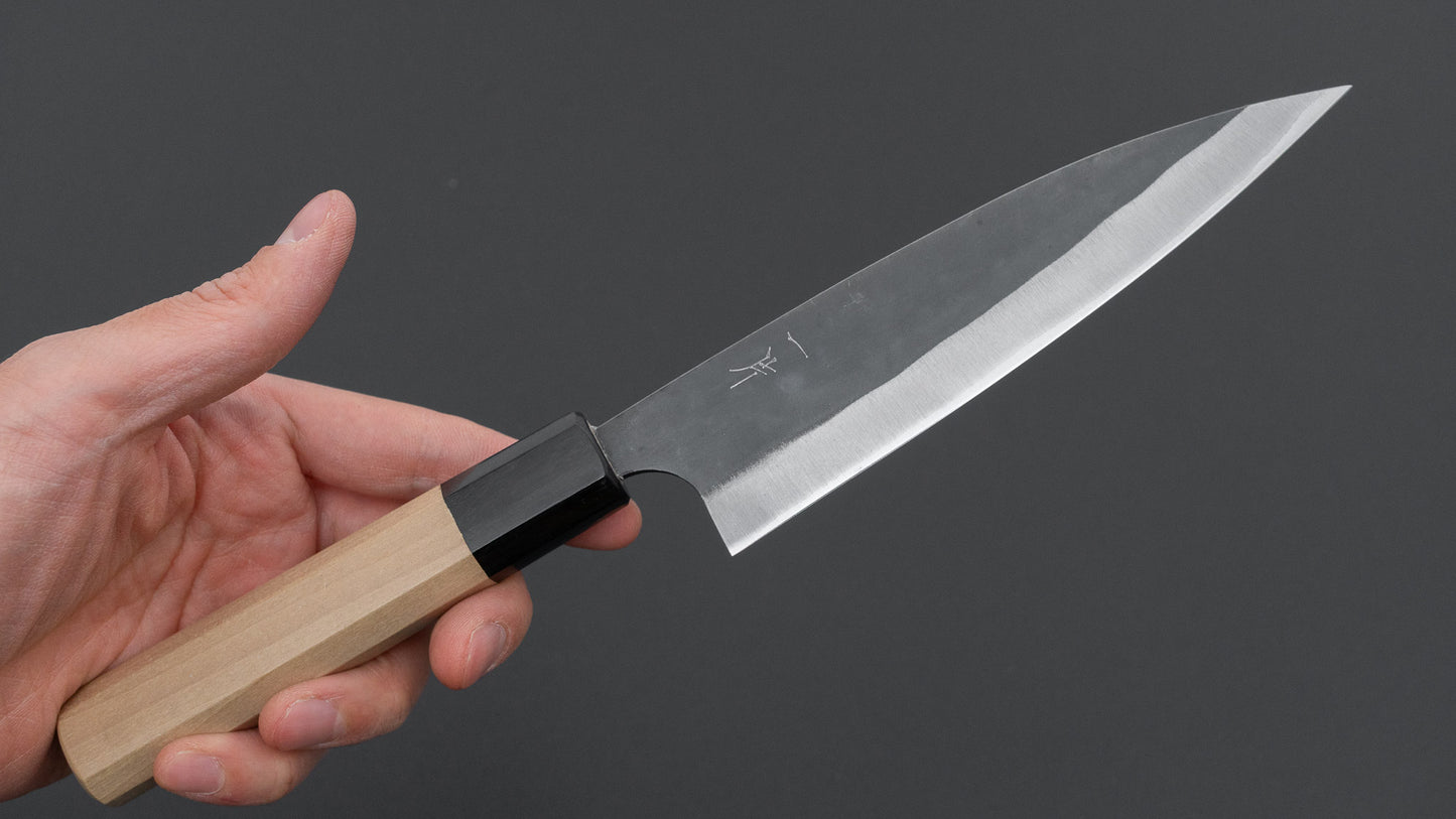 Hitohira Hizen Kurouchi Blue #1 Stainless Clad Ajikiri 145mm Ho Wood Handle