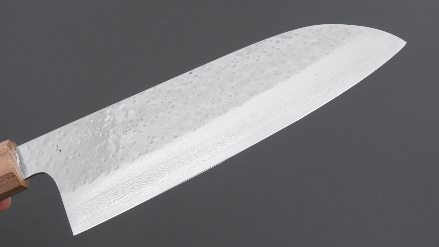 Makoto Kurosaki STK VG-7 Tsuchime Damascus Santoku 165mm Walnut Handle