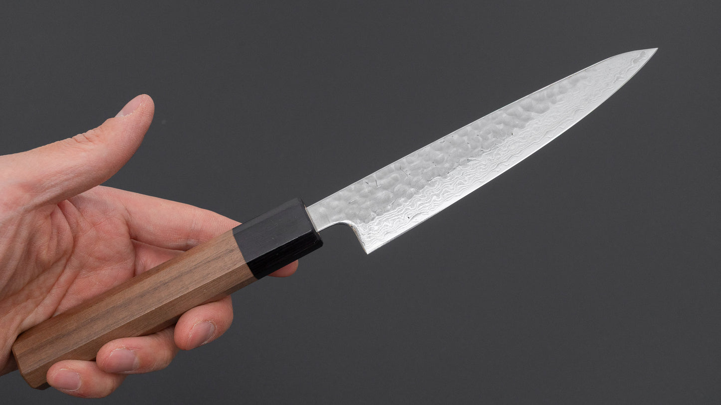 Hitohira Futana S3 Tsuchime Damascus Petty 135mm Walnut Handle