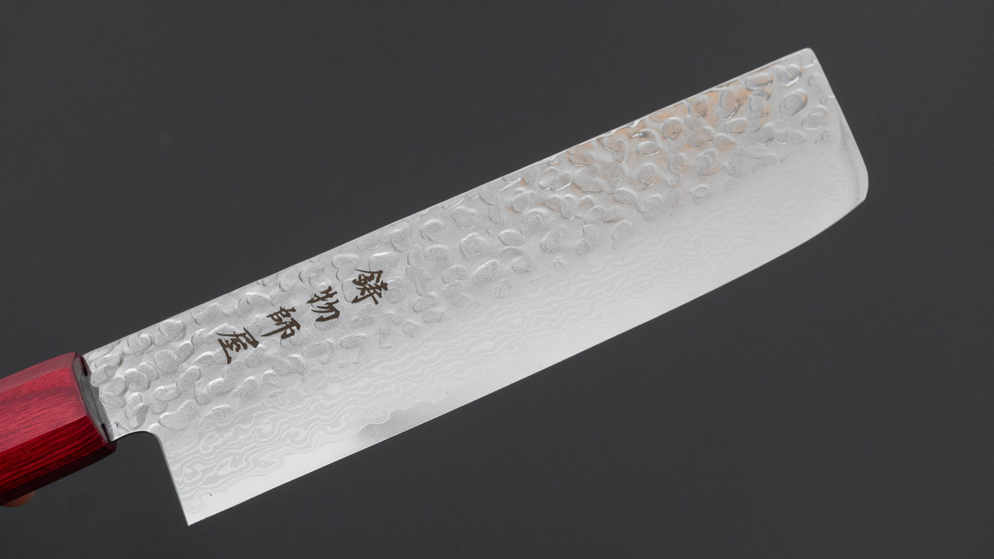 Hitohira Imojiya FW VG10 Tsuchime Damascus Nakiri Pakka Handle
