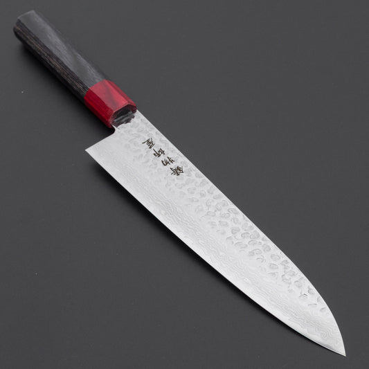 Hitohira Imojiya FW VG10 Tsuchime Damascus Gyuto 210mm Pakka Handle