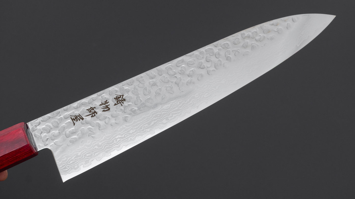 Hitohira Imojiya FW VG10 Tsuchime Damascus Gyuto 210mm Pakka Handle