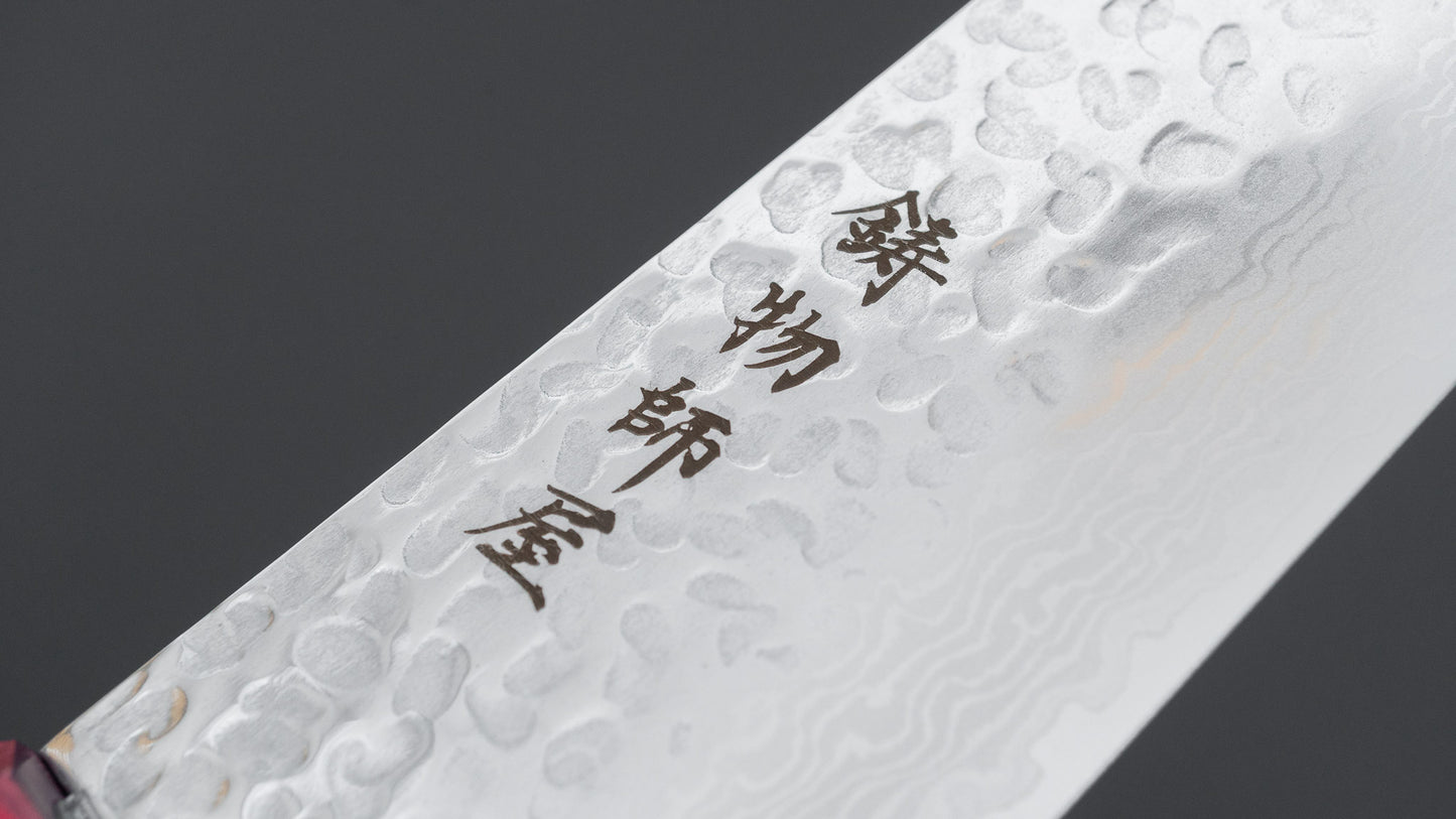 Hitohira Imojiya FW VG10 Tsuchime Damascus Gyuto 210mm Pakka Handle