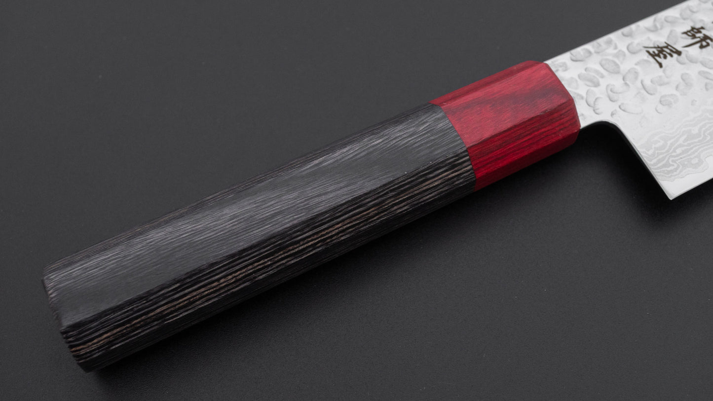 Hitohira Imojiya FW VG10 Tsuchime Damascus Gyuto 210mm Pakka Handle