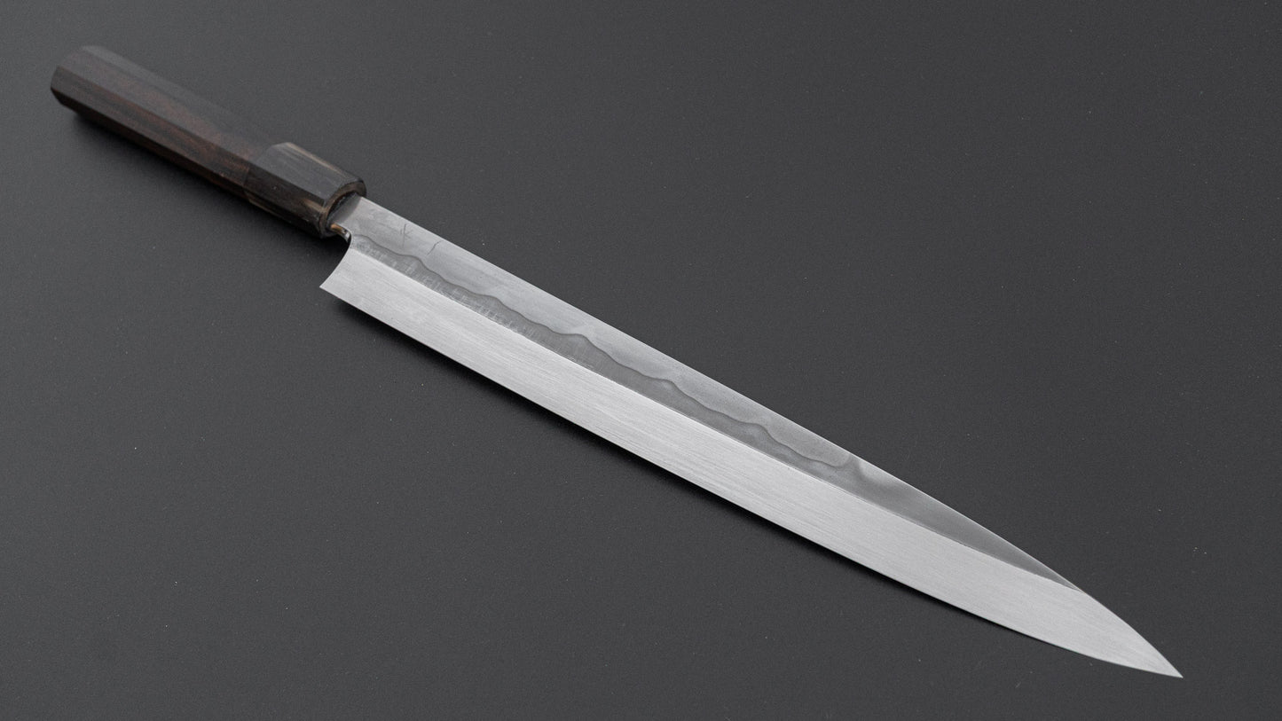 Hitohira Togashi White #1 Sanbonsugi Mizu Honyaki Yanagiba 300mm Taihei Makassar Ebony Handle (Saya)