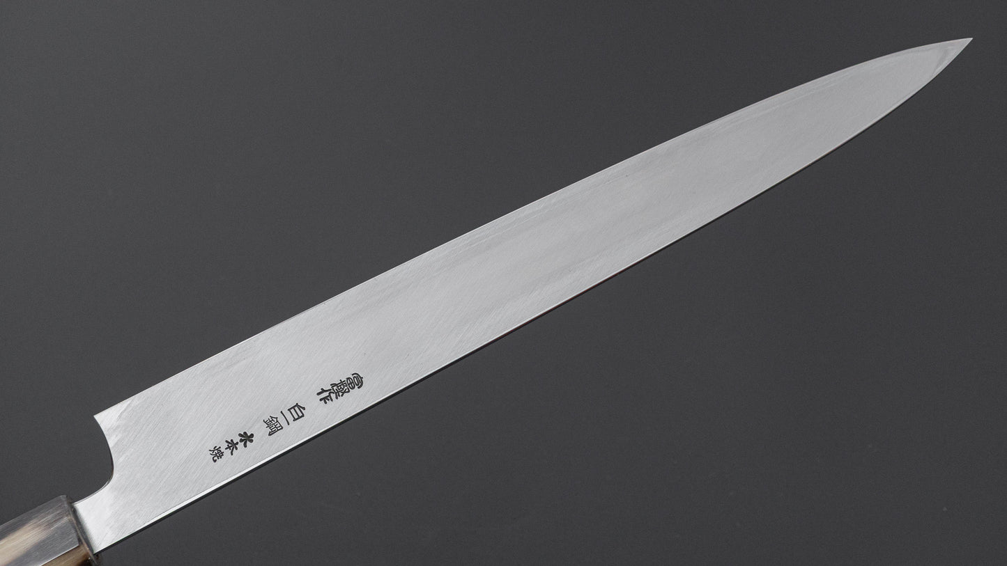 Hitohira Togashi White #1 Sanbonsugi Mizu Honyaki Yanagiba 300mm Taihei Makassar Ebony Handle (Saya)