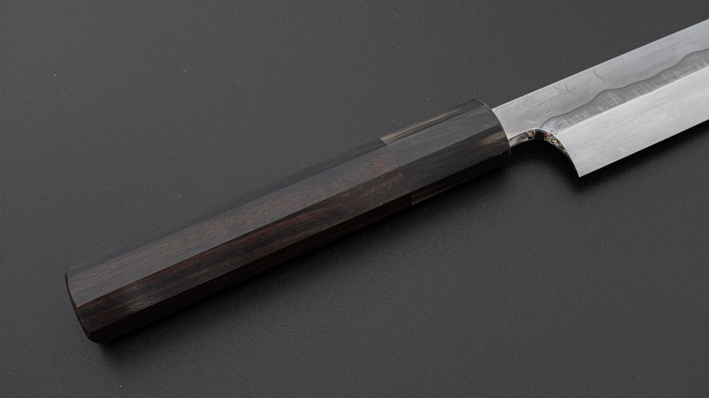 Hitohira Togashi White #1 Sanbonsugi Mizu Honyaki Yanagiba 300mm Taihei Makassar Ebony Handle (Saya)