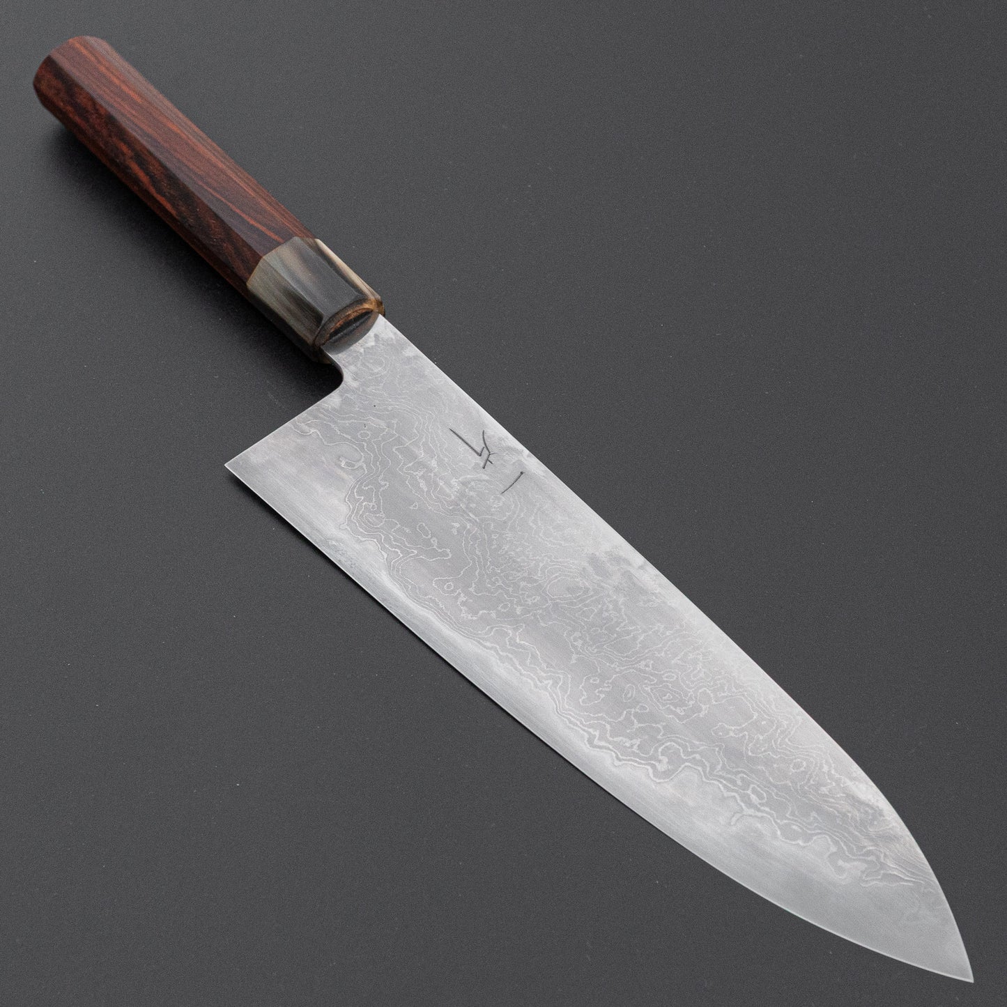 Hitohira Tokuuchi Tanaka Atsushi White #1 Damascus Gyuto 240mm Cocobolo Handle