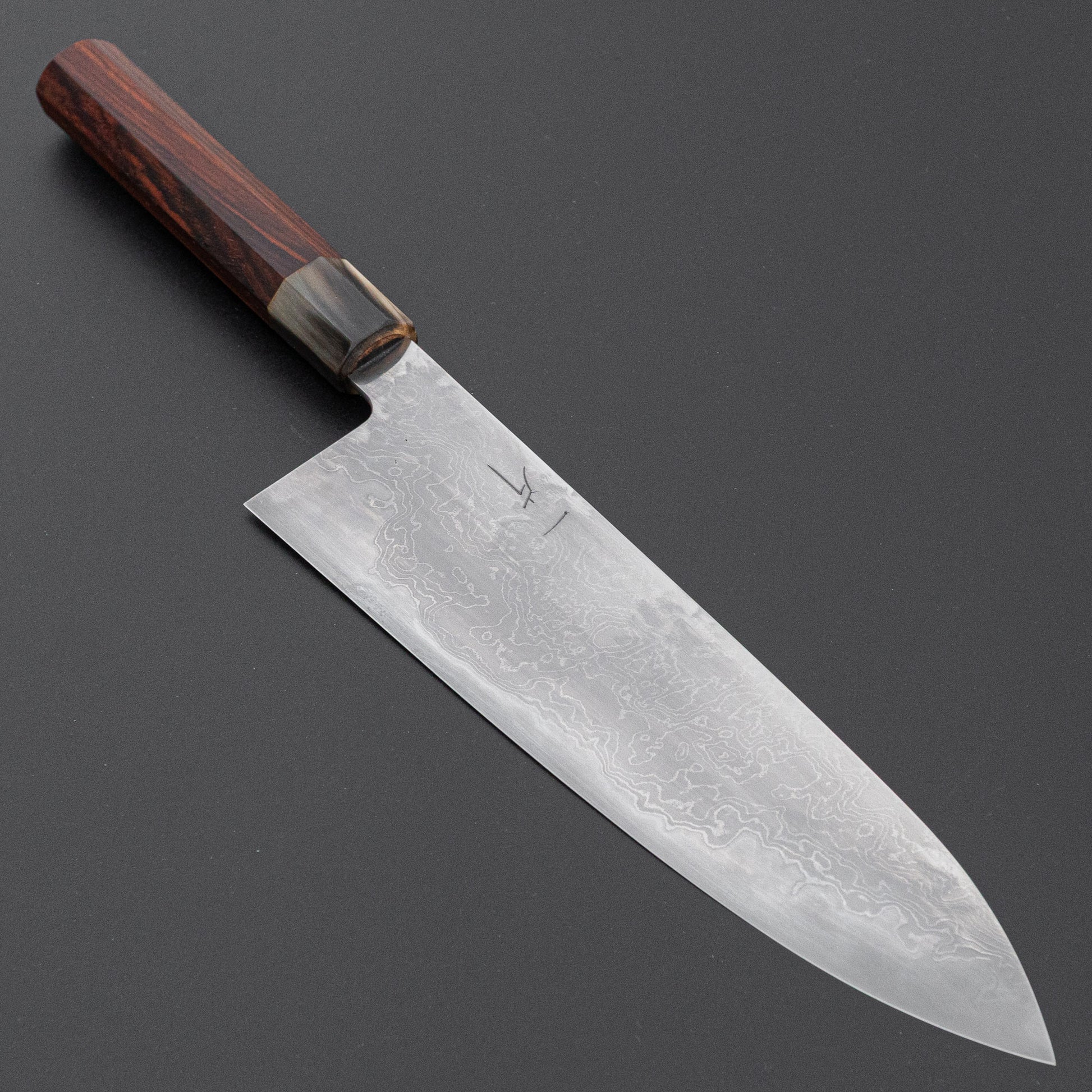 Hitohira Tokuuchi Tanaka Atsushi White #1 Damascus Gyuto 240mm Cocobolo Handle