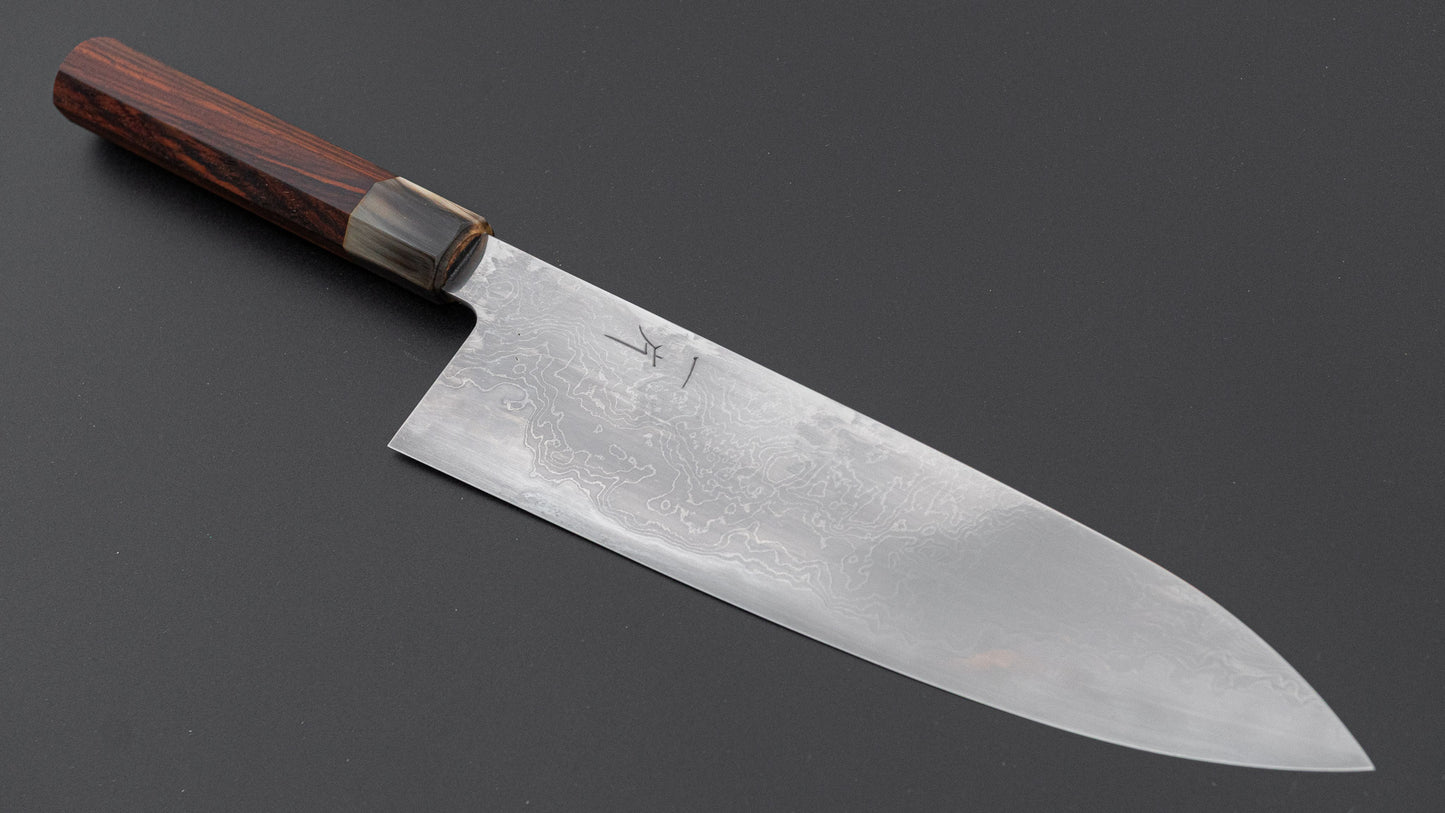 Hitohira Tokuuchi Tanaka Atsushi White #1 Damascus Gyuto 240mm Cocobolo Handle