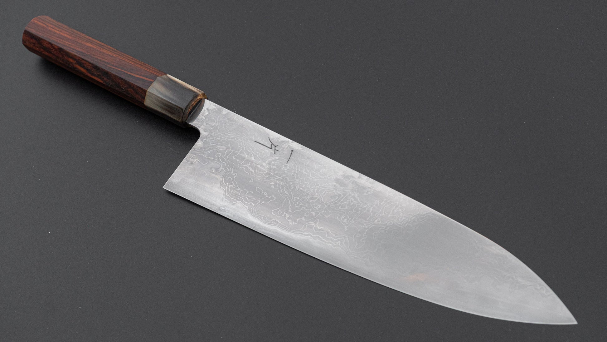 Hitohira Tokuuchi Tanaka Atsushi White #1 Damascus Gyuto 240mm Cocobolo Handle