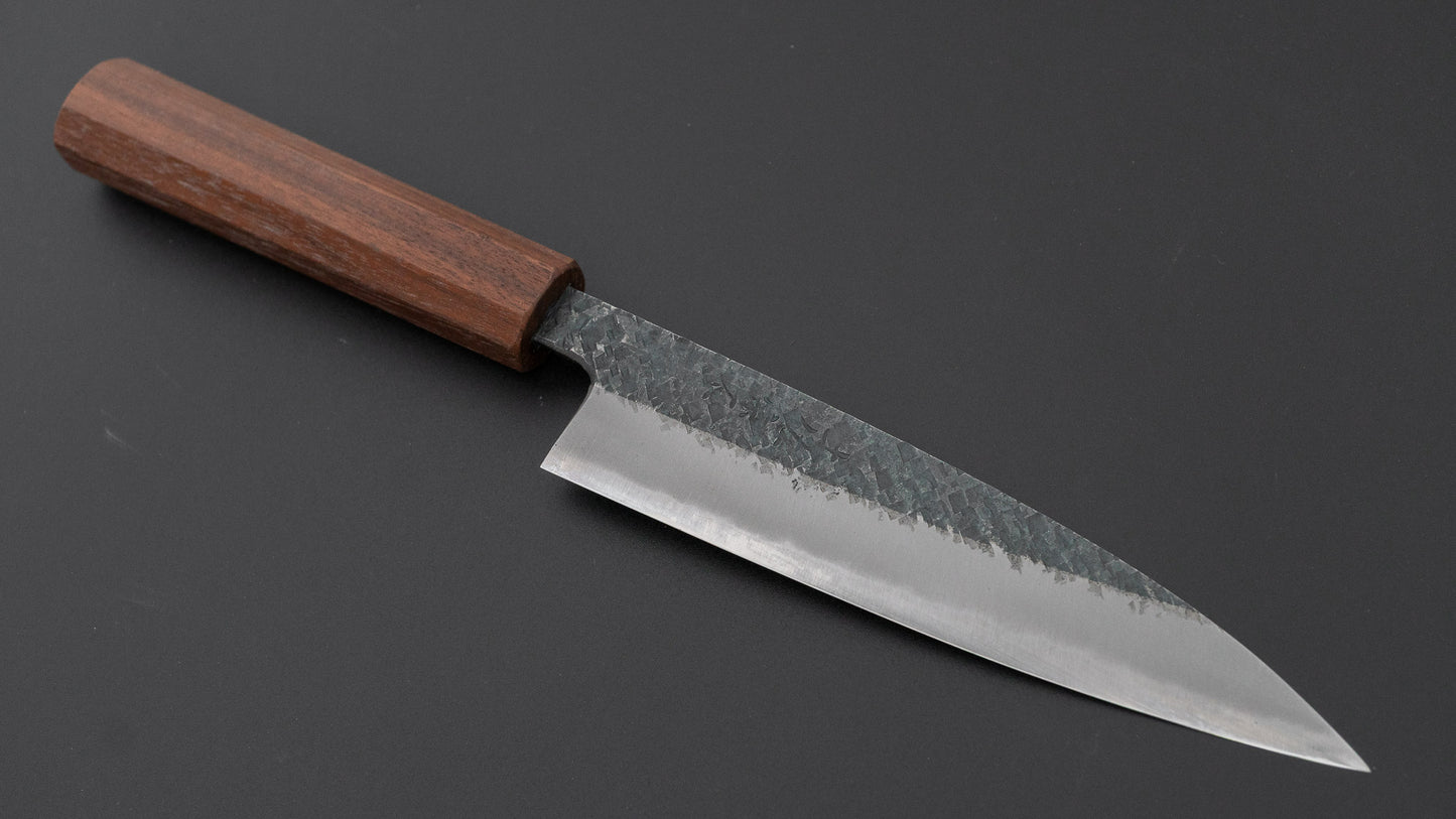 宗石工房 青2 槌目 黒打 ペティナイフ 135mm ウォールナット柄