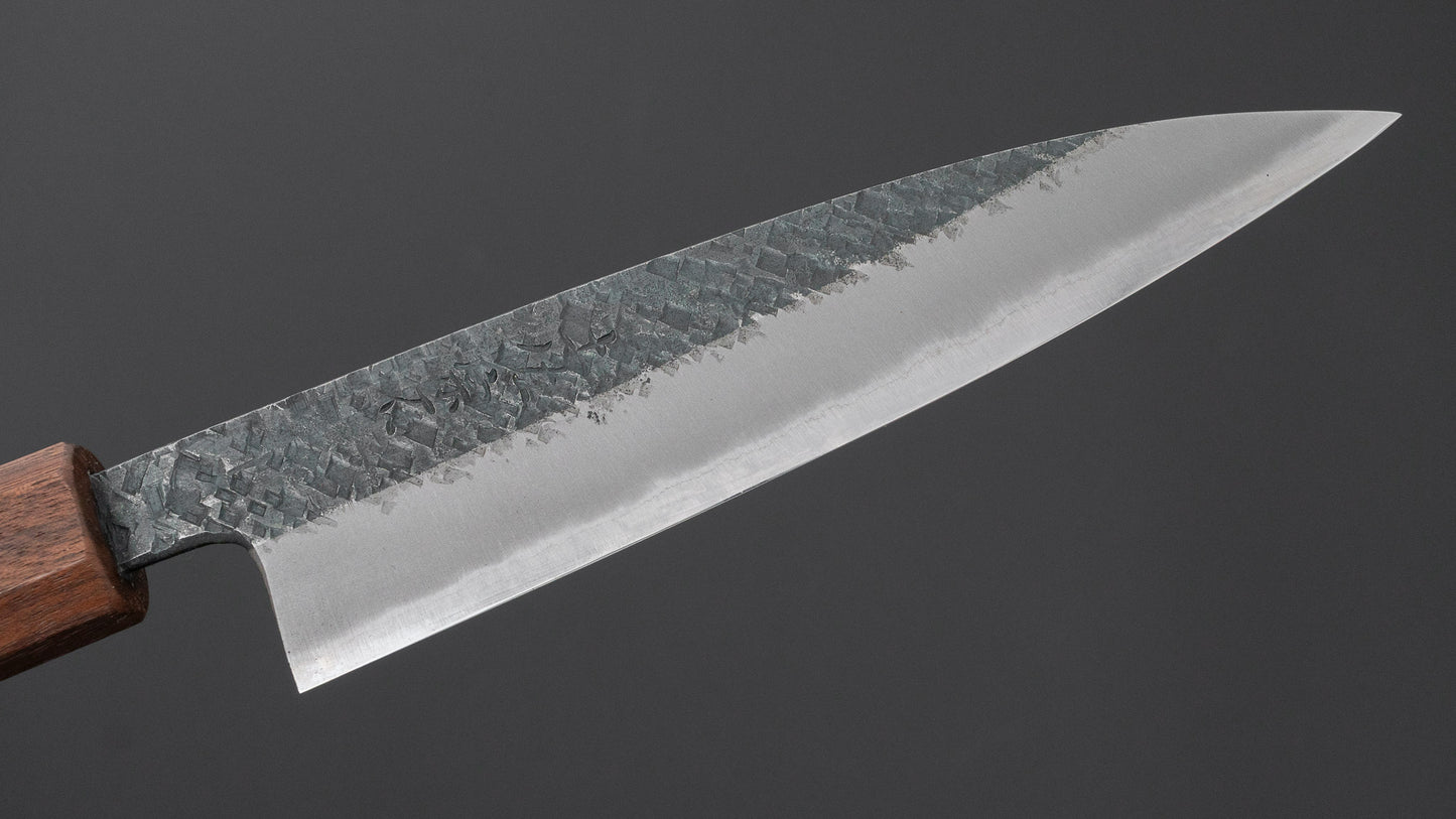 宗石工房 青2 槌目 黒打 ペティナイフ 135mm ウォールナット柄