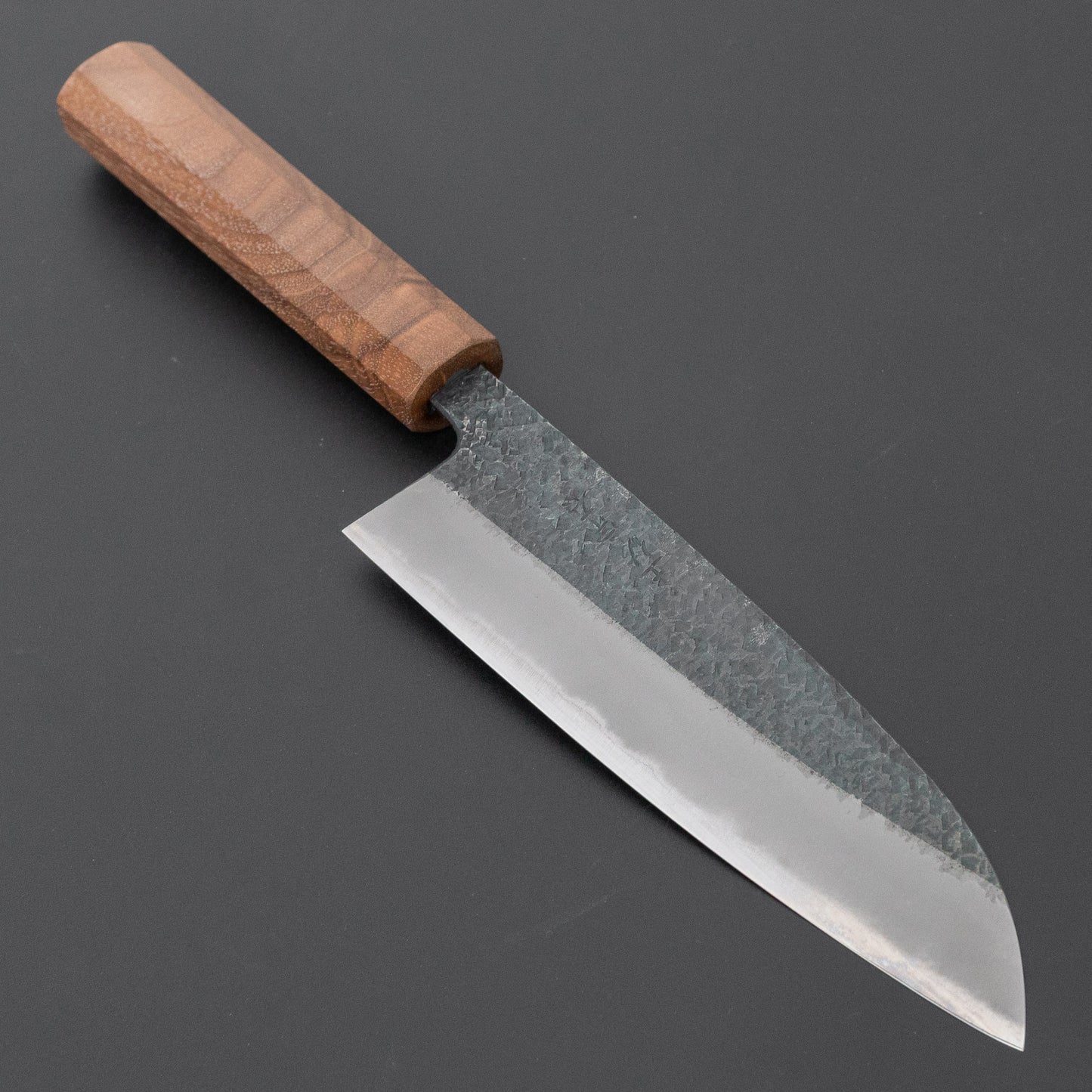 宗石工房 青2 槌目 黒打 三徳 165mm ウォールナット柄