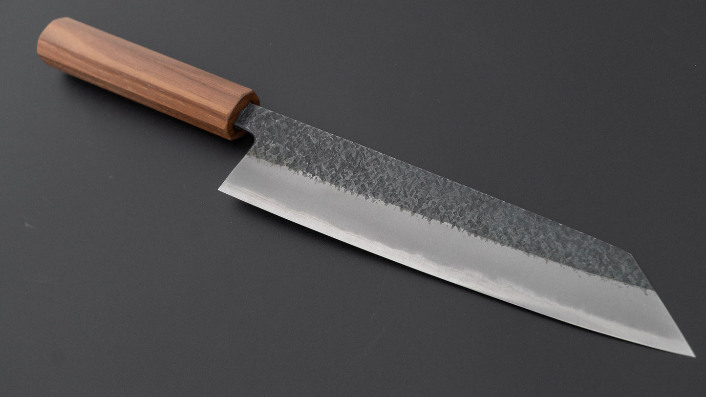 宗石工房 青2 槌目 黒打 切付牛刀 210mm ウォールナット柄