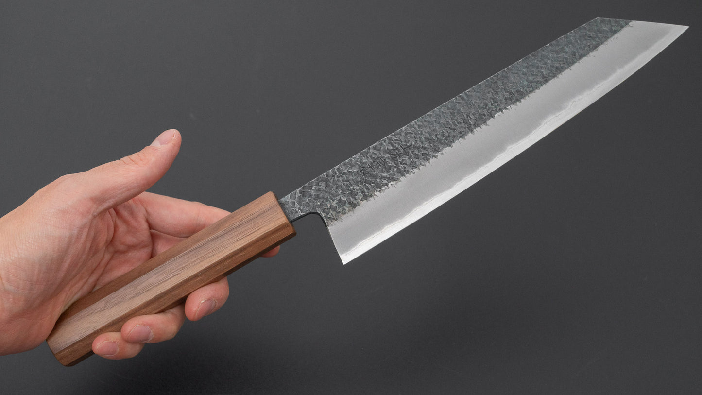 宗石工房 青2 槌目 黒打 切付牛刀 210mm ウォールナット柄