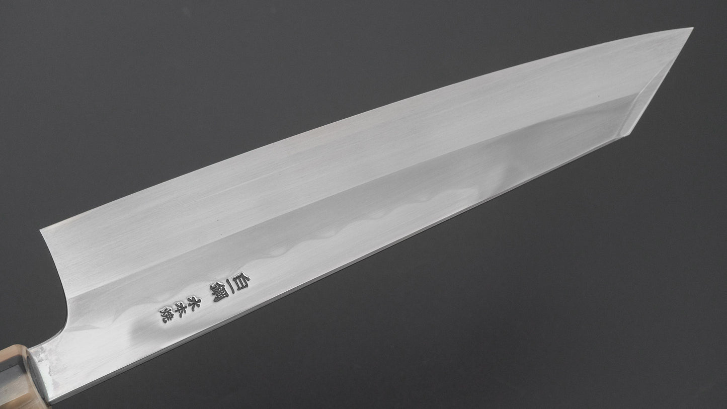 ひとひら 富樫 白一鋼 湾れ紋 水本焼 切付牛刀 240mm 暹羅柿柄 (#160)